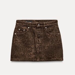 TRF Animal Print Denim Mini Skirt